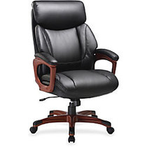 Lorell Executive Chair - Bonded Leather Black Seat - Black Back - Cherry - 31.8 inch; Width x 28 inch; Depth x 45.5 inch; Height