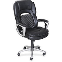 Lorell Executive Chair - Ethylene Vinyl Acetate (EVA) Back - Black - Bonded Leather - 26.8 inch; Width x 30 inch; Depth x 46.8 inch; Height