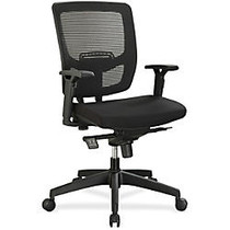 Lorell Executive Mesh Adjustable-height Mid-back Chair - Black Seat - Black Back - 5-star Base - Black - 28 inch; Width x 26.5 inch; Depth x 42.5 inch; Height