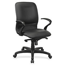 Lorell Executive Mid-Back Fabric Contour Chair - Bonded Leather Black, Polyvinyl Chloride (PVC) Seat - Leather Black, Bonded Leather Back - 5-star Base - 28 inch; Width x 27 inch; Depth x 42 inch; Height
