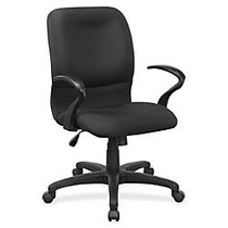 Lorell Executive Mid-Back Fabric Contour Chair - Fabric Black Seat - Fabric Black Back - 5-star Base - Black - 28 inch; Width x 27 inch; Depth x 42 inch; Height