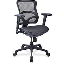 Lorell Full Mesh Mid-back Chair - Plastic Black Frame - 5-star Base - Black - 20.10 inch; Seat Depth