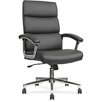 Lorell Leather High-back Chair - Bonded Leather Black Seat - Black Back - Leather - 19.13 inch; Seat Width x 18.88 inch; Seat Depth