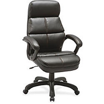 Lorell Luxury High-back Leather Chair - Bonded Leather Seat - Bonded Leather Back - 5-star Base - Black - 27.8 inch; Width x 32 inch; Depth x 44.5 inch; Height