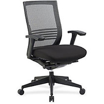 Lorell Mid-back Mesh Chair - Black Seat - Black Back - Aluminum Frame - 5-star Base - Black - 18.13 inch; Seat Width x 18.13 inch; Seat Depth