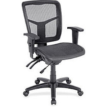 Lorell Mid-Back Swivel Mesh Chair - Black Frame - 5-star Base - Black, Silver - 25.3 inch; Width x 23.5 inch; Depth x 40.5 inch; Height