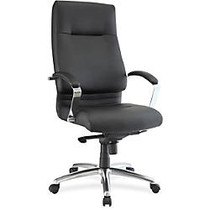 Lorell Modern Exec. High-back Leather Chair - Leather Seat - Leather Black Back - 5-star Base - 20.50 inch; Seat Width x 19 inch; Seat Depth - 27.3 inch; Width x 28.8 inch; Depth x 48.5 inch; Height