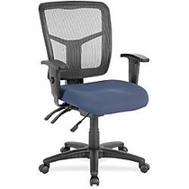 Lorell Swivel Mid-Back Chair - Fabric Blue Seat - Black Back - Black Frame - 5-star Base - 25.3 inch; Width x 23.5 inch; Depth x 40.5 inch; Height