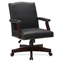 Lorell Traditional Executive Bonded Leather Chair - Bonded Leather Black Seat - Bonded Leather Black Back - 5-star Base - 27.3 inch; Width x 32.5 inch; Depth x 42.8 inch; Height