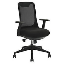 Lorell; Mesh-Back Fabric Multifunction Chair, Black