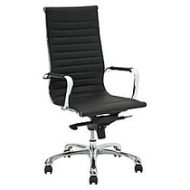 Lorell; Modern High-Back Leather Chair, Black/Chrome