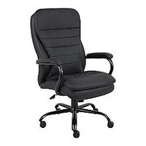 Lorell&trade; Bonded Leather High-Back Double-Cushion Chair, Black