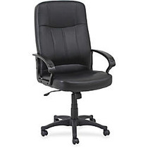 Lorell&trade; Chadwick Executive High-Back Leather Chair, 49 13/16 inch;H x 26 inch;W x 29 1/2 inch;D, Black Frame, Black Leather