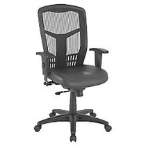 Lorell&trade; Mesh/Eco Leather High-Back Chair, Black