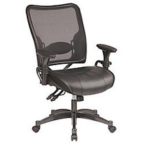 Office Star&trade; Professional Dual Function Air Grid&trade; Leather Chair, 44 1/2 inch;H x 28 1/4 inch;W x 30 1/4 inch;D, Gunmetal Frame, Black Leather