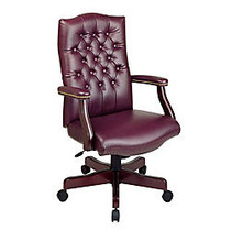 Office Star&trade; Traditional High-Back Vinyl Chair, 51 1/2 inch;H x 28 inch;W x 26 1/2 inch;D, Mahogany Frame, Oxblood Vinyl