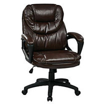 Office Star&trade; Work Smart&trade; Faux Leather High-Back Chair, Chocolate/Black