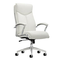 Realspace Ampresso Big Tall Bonded Leather High Back Chair Taupe Silver Office Wagon