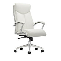 Realspace; Verismo Bonded Leather High-Back Chair, White/Chrome