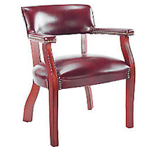 Alera; Traditional Guest Chair With Arms, 30 inch;H x 23 inch;W x 21 inch;D, Mahogany Frame, Oxblood Burgundy Fabric