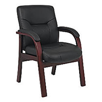 Boss LeatherPlus Mid-Back Guest Chair, Black/Mahogany