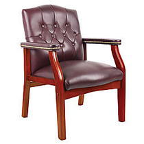 Boss Office Products Traditional Guest Chair, 35 1/2 inch;H x 25 inch;W x 27 inch;D, Mahogany/Burgundy Leather