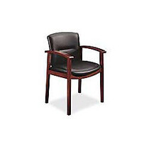 HON; Park Avenue Leather Guest Chair, 33 5/8 inch;H x 23 1/2 inch;W x 22 inch;D, Mahogany Frame, Black Leather