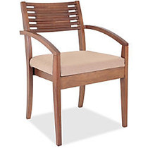 Lorell Guest Chair - Fabric Beige Seat - Solid Wood Frame - Four-legged Base - Walnut - 23.3 inch; Width x 23.8 inch; Depth x 34 inch; Height