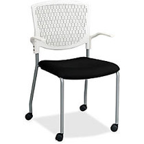 Lorell Plastic Back Guest Chair - Fabric Black Seat - Plastic White Back - Four-legged Base - 17.30 inch; Seat Width x 10.10 inch; Seat Depth - 20.5 inch; Width x 22 inch; Depth x 34.5 inch; Height