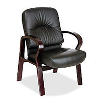 Lorell&trade; Woodbridge Series Leather Guest Chair, 37 1/2 inch;H x 26 inch;W x 29 inch;D, Mahogany Frame, Black Leather