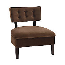 Office Star&trade; Ave Six Curves Velvet Button Chair, Chocolate Brown
