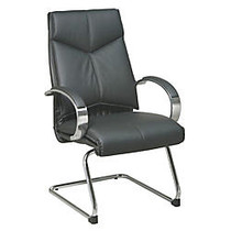Office Star&trade; Deluxe Leather Mid-Back Chair, 40 inch;H x 25 3/4 inch;W x 27 1/4 inch;D, Black