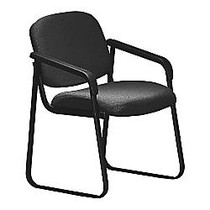 Office Star&trade; Deluxe Sled-Base Chair, With Arms, 32 1/2 inch;H x 23 inch;W x 25 inch;D, Onyx
