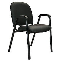 Office-Stor PLUS Stacking Bonded Leather Guest Chair With Arms, 33 1/4 inch;H x 22 1/2 inch;W x 24 1/4 inch;D, Black