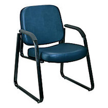 OFM Deluxe Anti-Microbial Vinyl Guest Chair, 34 inch;H x 24 inch;W x 27 inch;D, Black Frame, Blue Vinyl