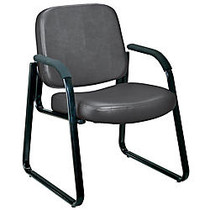 OFM Deluxe Anti-Microbial Vinyl Guest Chair, 34 inch;H x 24 inch;W x 27 inch;D, Black Frame, Gray Vinyl