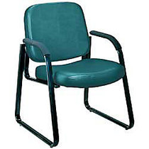 OFM Deluxe Anti-Microbial Vinyl Guest Chair, 34 inch;H x 24 inch;W x 27 inch;D, Black Frame, Green Vinyl