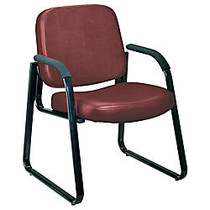 OFM Deluxe Anti-Microbial Vinyl Guest Chair, 34 inch;H x 24 inch;W x 27 inch;D, Black Frame, Wine Vinyl