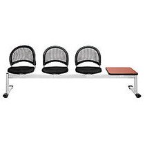 OFM Moon Series Beam Seating, 3 Fabric Seats, 1 Table, 33 3/4 inch;H x 97 3/4 inch;W x 21 1/2 inch;D, Black/Gray