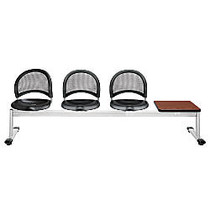 OFM Moon Series Beam Seating, 3 Polypropylene Seats, 1 Table, 33 3/4 inch;H x 97 3/4 inch;W x 21 1/2 inch;D, Black/Gray