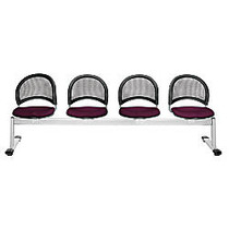 OFM Moon Series Beam Seating, 4 Fabric Seats, 33 3/4 inch;H x 97 3/4 inch;W x 21 1/2 inch;D, Burgundy/Gray