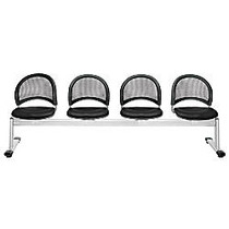 OFM Moon Series Beam Seating, 4 Vinyl Seats, 33 3/4 inch;H x 97 3/4 inch;W x 21 1/2 inch;D, Black/Gray