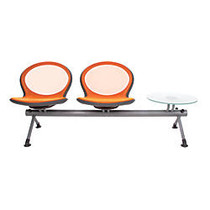 OFM Net Series Beam Seating, NB-3G, 2 Seats, 1 Table, 30 inch;H x 83 inch;W x 24 3/4 inch;D, Orange/Gray