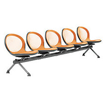 OFM Net Series Beam Seating, NB-5, 5 Seats, 30 inch;H x 126 inch;W x 24 3/4 inch;D, Orange/Gray