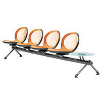 OFM Net Series Beam Seating, NB-5G, 4 Seats, 1 Table, 30 inch;H x 126 inch;W x 24 3/4 inch;D, Orange/Gray