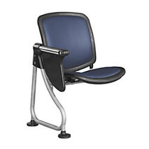 OFM ReadyLink Row Seating, Add-On Seat With Tablet, 35 inch;H x 25 inch;W x 20 inch;D, Silver Frame, Blue Fabric
