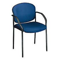 OFM Stackable Guest Chair With Fabric Seat And Back, 35 inch;H x 24 inch;W x 19 1/2 inch;D, Black Frame, Navy Blue Fabric