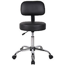 Boss Medical Stool With Back, 27 inch;H x 17 inch;W x 25 inch;D, Black/Chrome