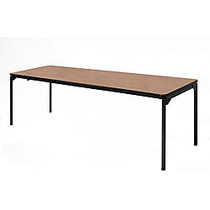 Bridgeport Premium Commercial Table, 96 inch; x 30 inch; Rectangular, Natural Woodgrain Top/Black Base