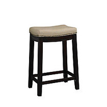 Linon Allure Fabric-Top Wood Stool, 24 inch;H x 18 inch;W x 12 inch;D, Dark Walnut